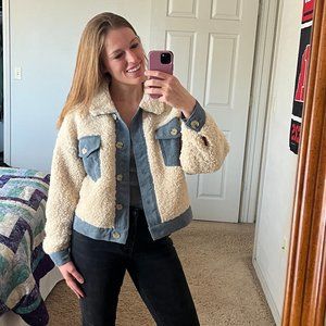 Sherpa/Corduroy Button-front Jacket